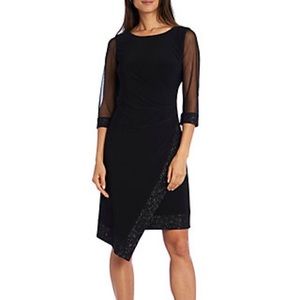 R&M Richards black long sheer sleeve cocktail dress NWT size 8